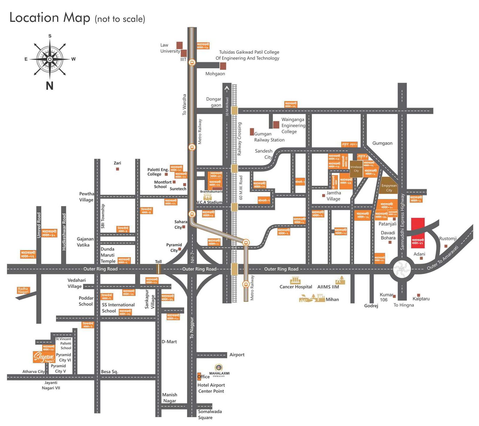 Map of Nagpur, Maharashtra